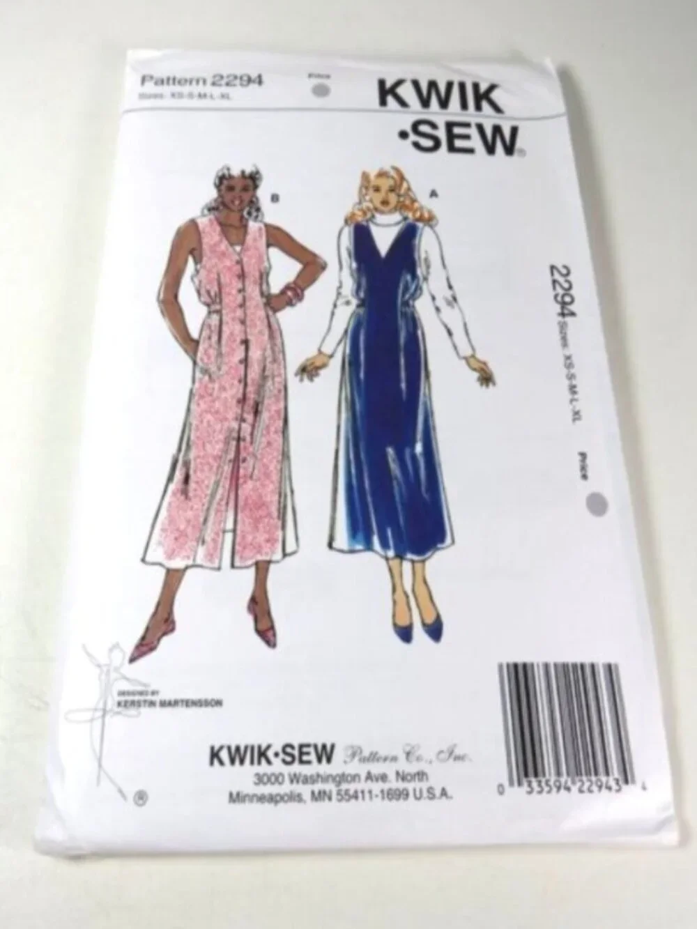 Vintage Kwik Sew 2294 | Misses' Jumper & Dress Pattern | XS-XL UNCUT
